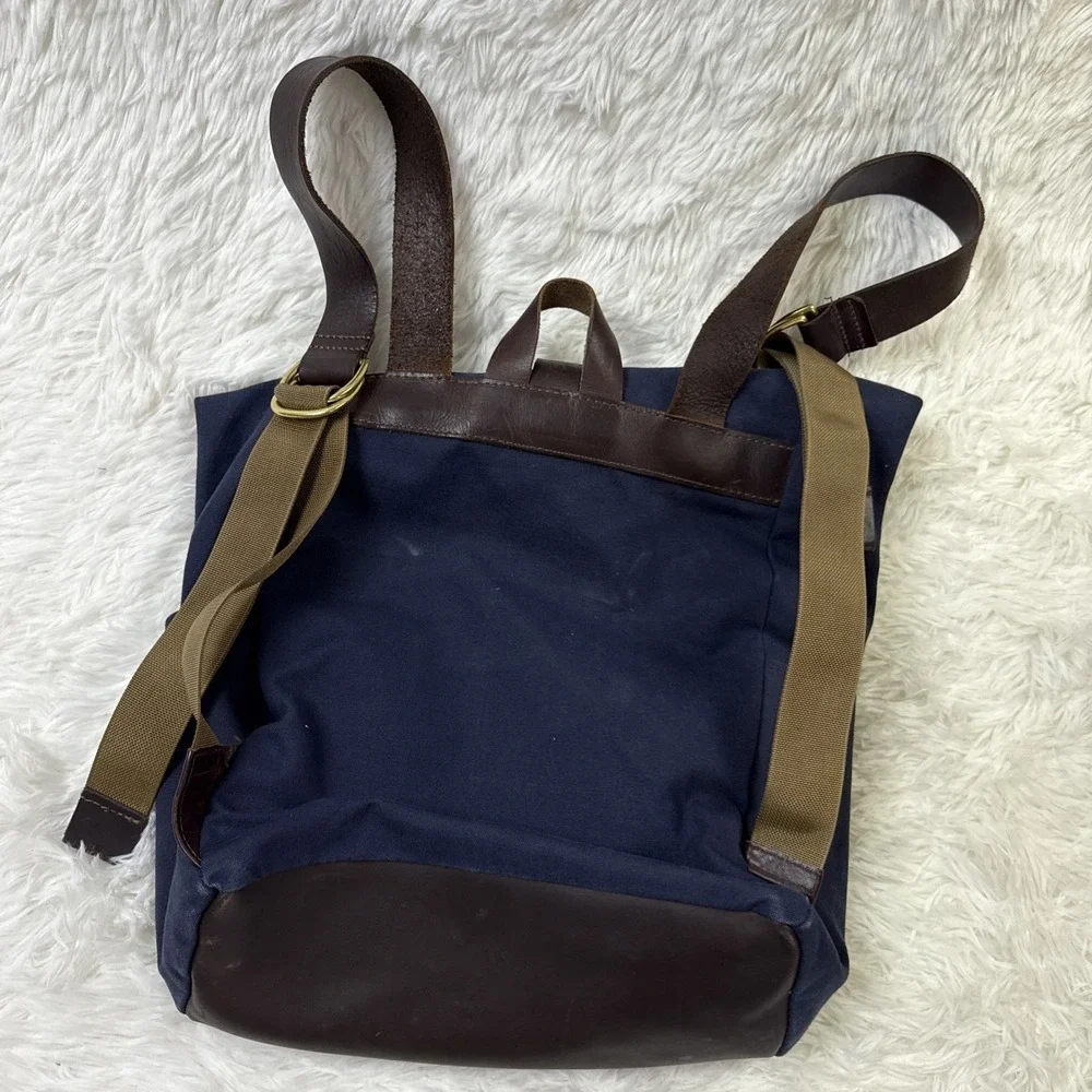 Esperos Soho Rolltop Backpack Navy Canvas Leather Straps USA Made‎ Laptop Bag